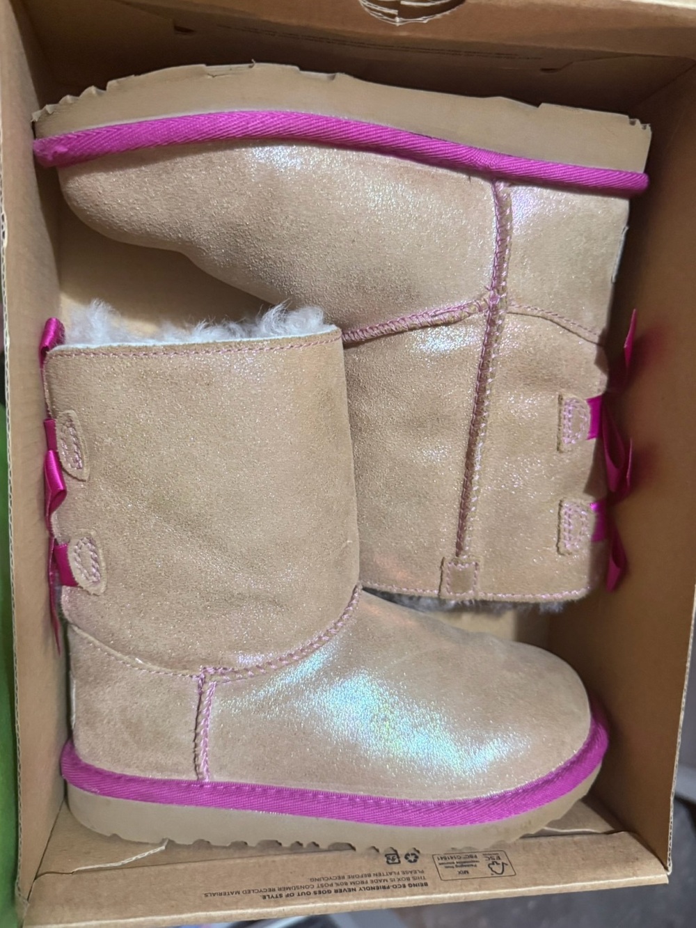 Authentic UGG Bailey Bow Boots Pink Size 12T
